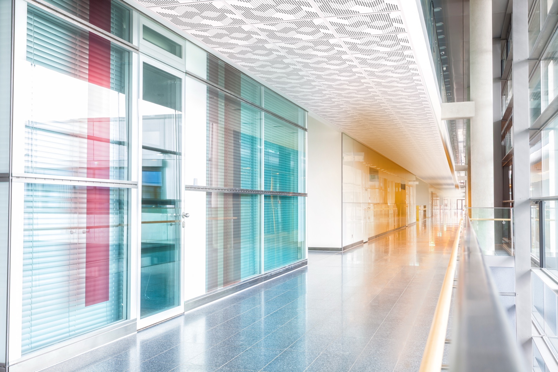 Artnovion acoustic panels installed in a commercial corridor